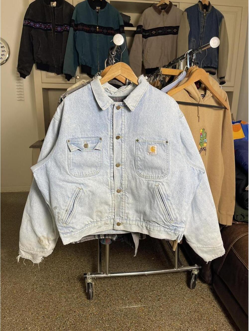 90s Carhartt Denim JB1028 Southwest Collection Blanket Lined Jacket XL